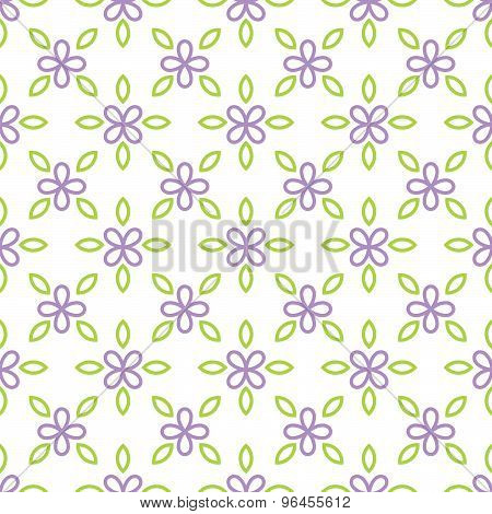 Seamless Pattern With Lilac Flower And Leaf.