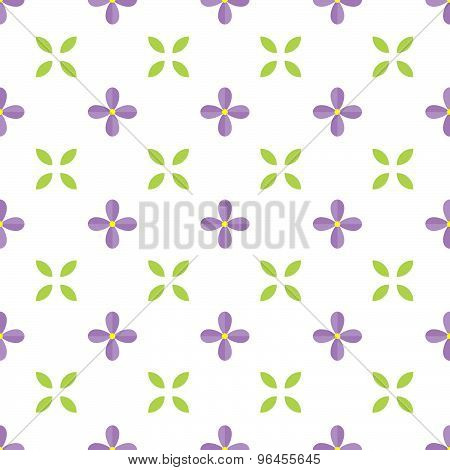 Seamless Pattern With Lilac Flower And Leaf.