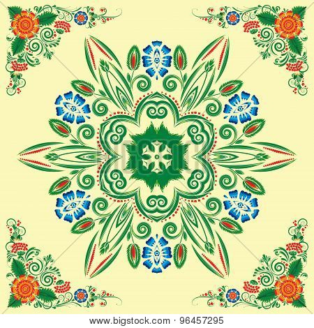 seamless pattern with floral ornament with elements of berries and leaves
