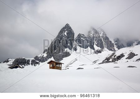 Rock moutain with snow in Shangri-La, Yunan, Chaina