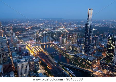 Melbourne Skyline By Night