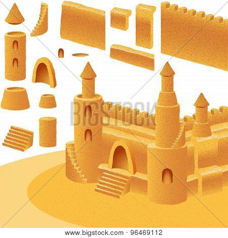 Set of elements for building sand castle; Eps8
