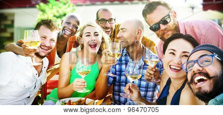 Diverse People Luncheon Outdoors Food Concept