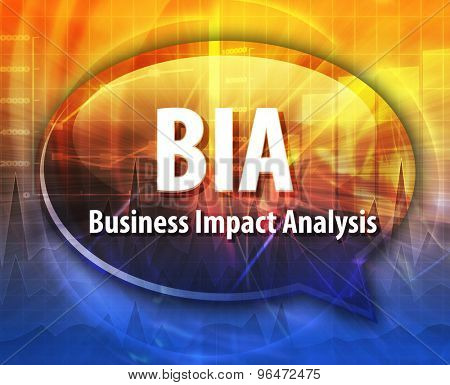 word speech bubble illustration of business acronym term BIA Business Impact Analysis