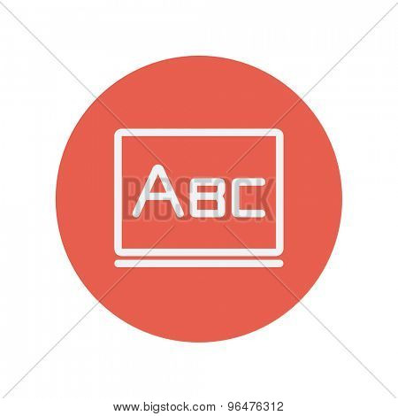 Big letters ABC on the blackboard thin line icon for web and mobile minimalistic flat design. Vector white icon inside the red circle.