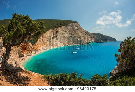 Scenic And Unique Beach Porto Kaziki At Levkada Island, Greece