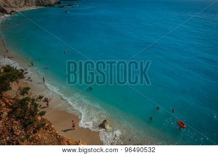 Scenic And Unique Beach Porto Kaziki At Levkada Island, Greece