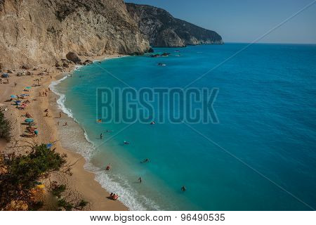 Scenic And Unique Beach Porto Kaziki At Levkada Island, Greece