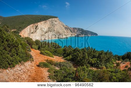 Scenic And Unique Beach Porto Kaziki At Levkada Island, Greece