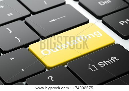 Finance concept: computer keyboard with word Outstaffing, selected focus on enter button background, 3D rendering