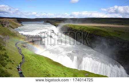 Gulfoss waterfall on the Golden Circle route in Iceland
