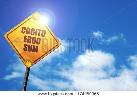 cogito ergo sum, 3D rendering, traffic sign