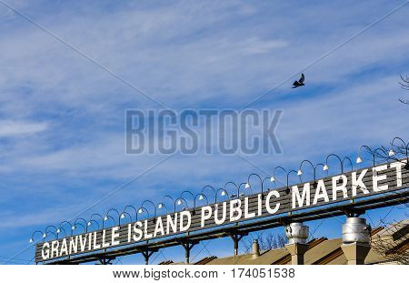 British Columbia Canada- March 1 2017: Public market at Granville island the city of Vancouver.