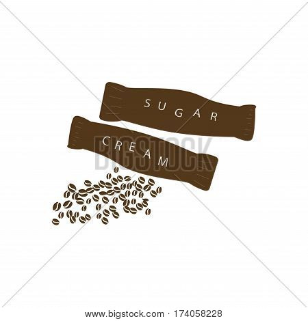 cream and sugar , coffee icon set