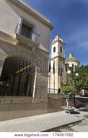 San Vicente del Raspeig, Spain. February 14, 2017: View of the Parish San Vicente Ferrer in San Vicente del Raspeig, Alicante province in Spain.