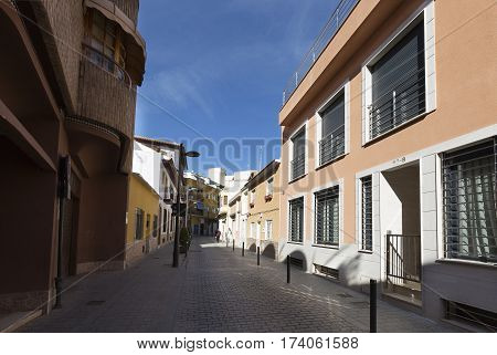 San Vicente del Raspeig Spain. February 14 2017: View of a street in the municipality San Vicente del Raspeig in the province of Alicante Spain.