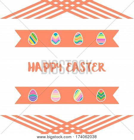 happy easter eggs icons set with ribbon background,vector Illustration EPS10