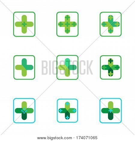 Cross plus medical pharmacy green logo icons,vector Illustration EPS10