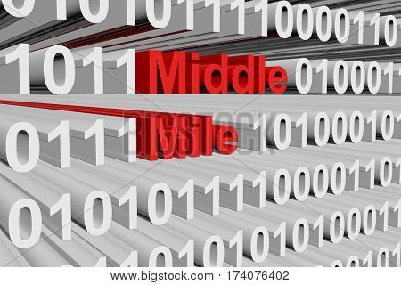 middle mile in the form of binary code, 3D illustration