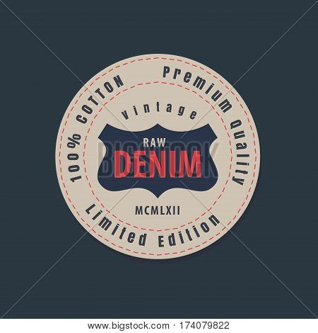 vintage original blue jeans raw denim labels genuine exclusive brands vector illustration