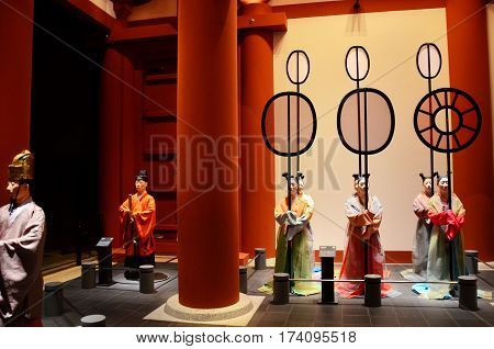 Statue Inside Of Osaka Museum Of History Or Osaka Rekishi Hakubutsukan For People Visit And Learn