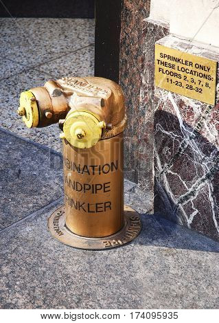 Standpipe connection in manhattan, new york, America usa