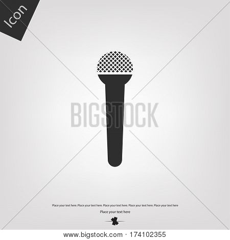 Microphone vector icon, gray background. Vector illustration.