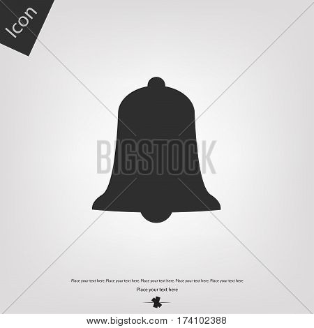Bell vector icon, gray background. Vector illustration.