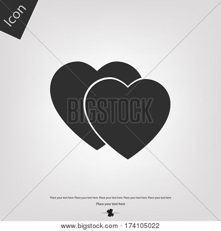 Two hearts icon. Valentine day., gray background. Vector illustration.