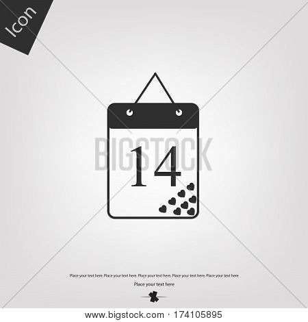 Valentines day February 14 icon, gray background. Vector illustration.