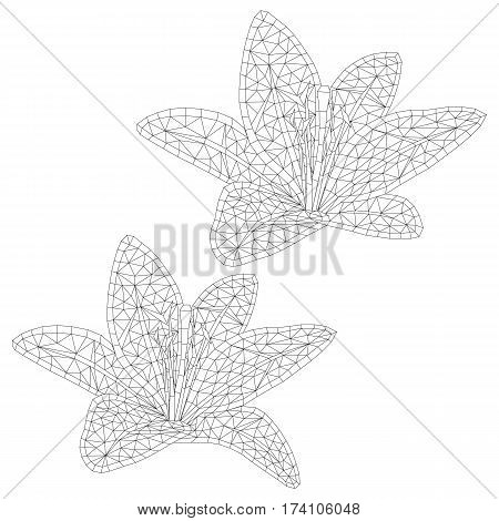 tender mosaic lilies for coloring and design. isolated on white background. vector illustration.