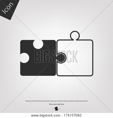 Puzzle icon, gray background. Vector illustration .