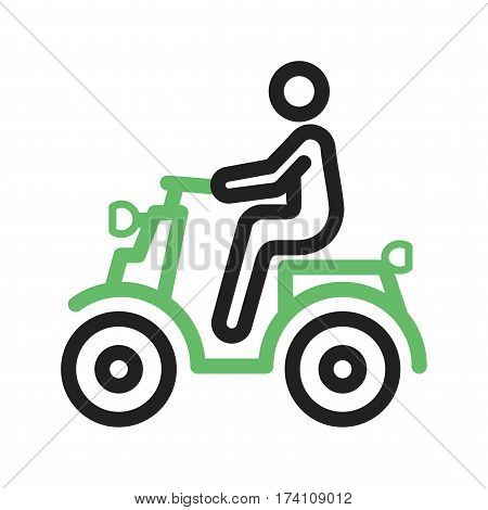 Scooter, man, vespa icon vector image. Can also be used for city lifestyle. Suitable for use on web apps, mobile apps and print media.