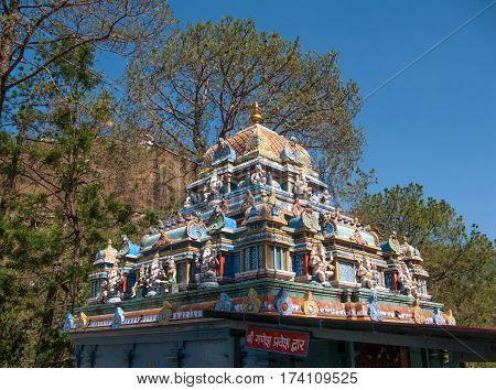 SHIMLA, INDIA. 8 Jun 2009: Small Hindu temple in the vicinity of Shimla. Shimla, Himachal Pradesh, India