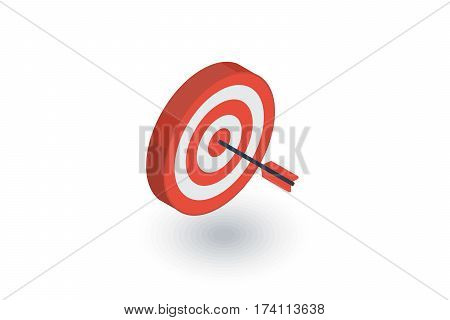 target, goal, success marketing concept, arrow center isometric flat icon. 3d vector colorful illustration. Pictogram isolated on white background