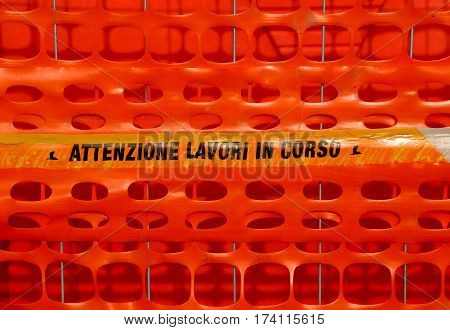 Safety Net To Delimit The Area Of A Road Construction Site With