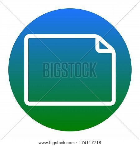 Horisontal document sign illustration. Vector. White icon in bluish circle on white background. Isolated.