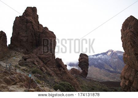 Picturesque view of Cinchado rock formations in national park of Tenerife