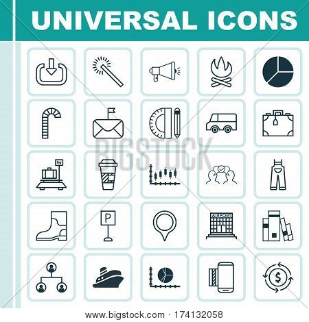 Set Of 25 Universal Editable Icons. Can Be Used For Web, Mobile And App Design. Includes Elements Such As Stock Market, Media Campaign, Cooperation And More.