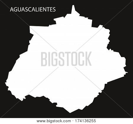 Aguascalientes Mexico Map black inverted silhouette illustration