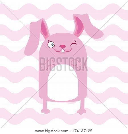 Baby Shower Illustration With Cute Pink Banny On Pink Background Suitable For Baby Shower Invitation