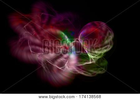 Abstract space fractal with colorful plasma on dark background