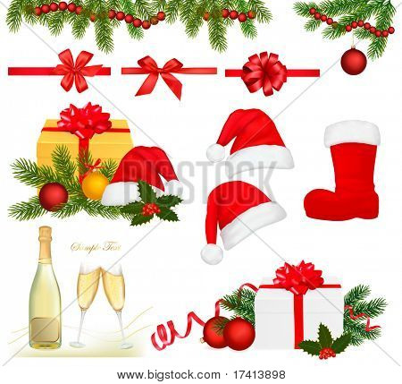 Auflistung von Weihnachtsmotive. Vektor.