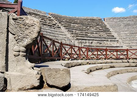 The ancient Roman city of Pompeii. Odeion the small theater