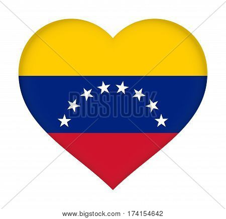 Illustration of the national flag of Venezuela shaped like a heart.