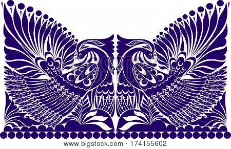 tattoo russian ornament. traditional folklore ornament withe bird