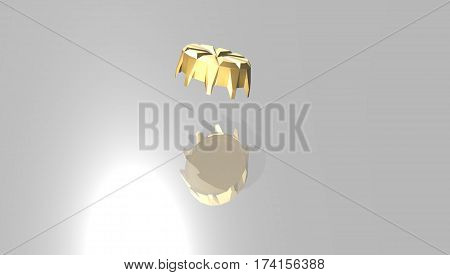 Golden  bottle cap with reflection..