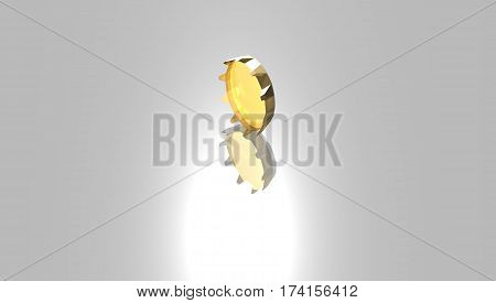 A Golden  bottle cap with reflection .