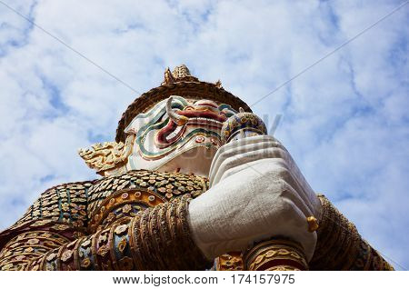Royal Palace Bangkok Thailand, giant from above