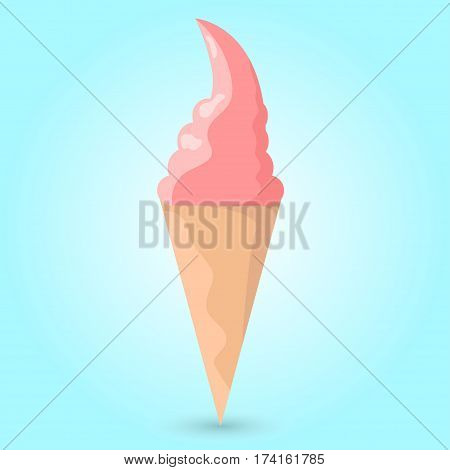 Vector ice cream on blue background with shadow